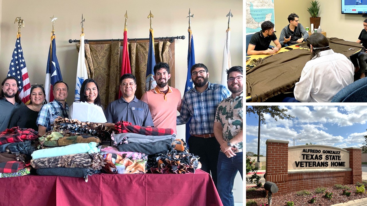 Halff's McAllen office made and donated blankets for veterans at Alfredo Gonzalez Texas State Veteran's Home.