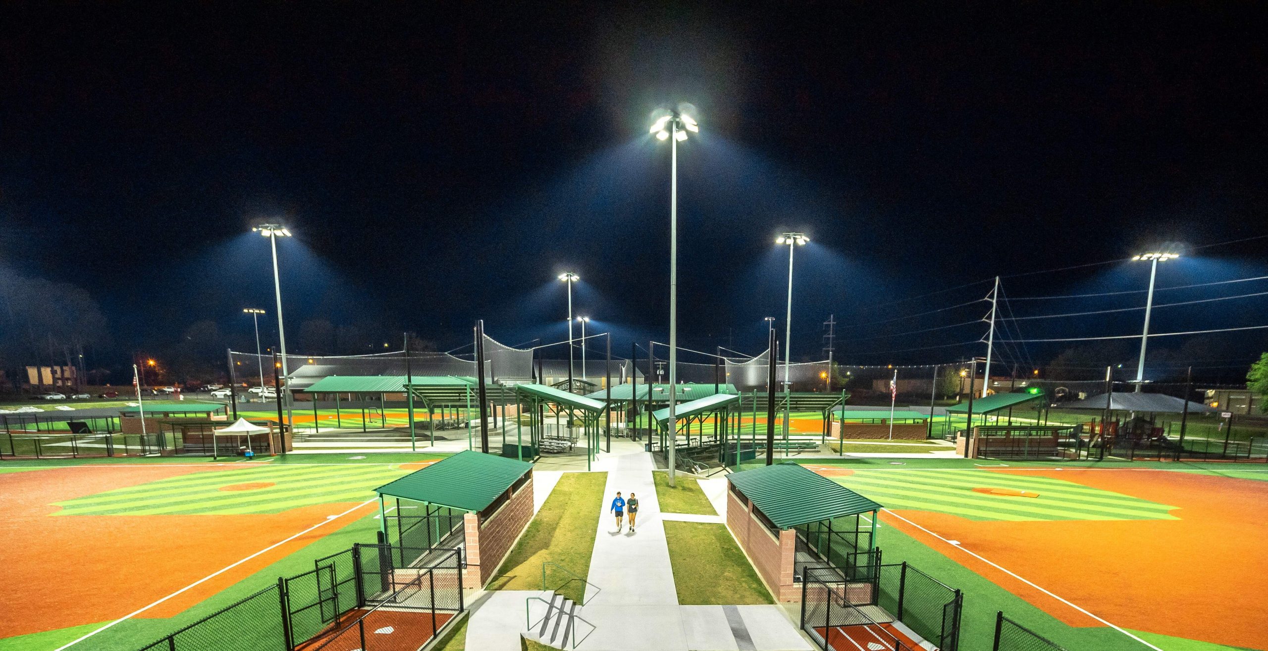 lighted baseball fields at Majestic Park in Arkansas