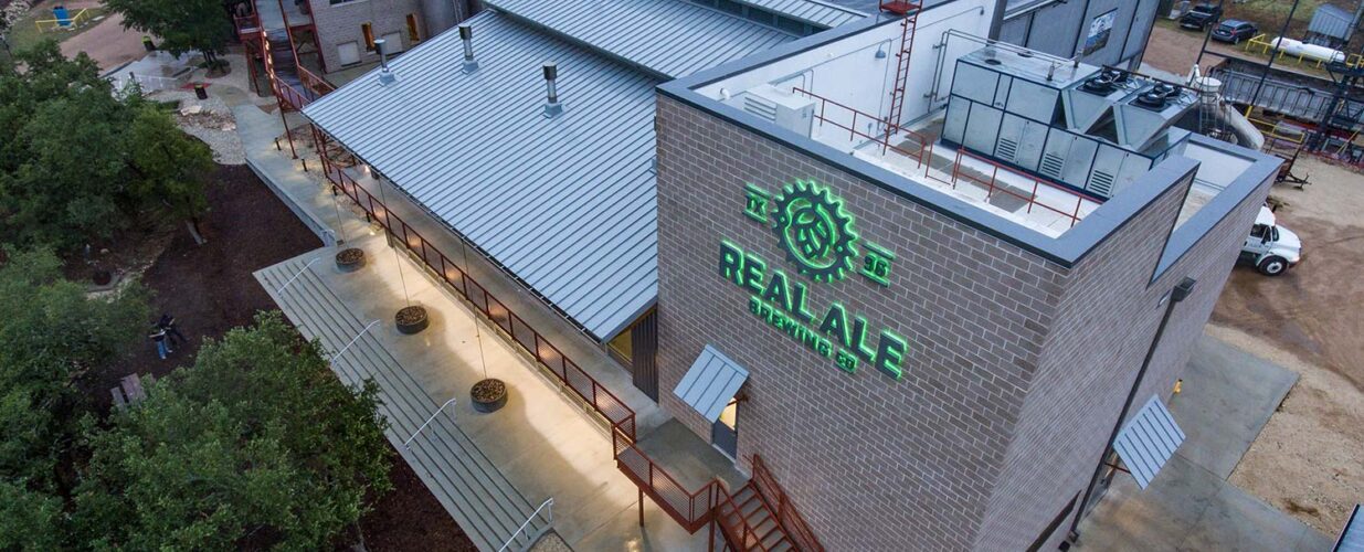 aerial photo of Real Ale Brewing Company