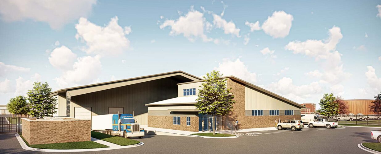 OKC Operations Center digital rendering building exterior with truck parking bay