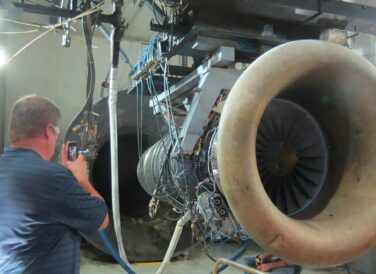 closeup of jet engine at Dallas AirMotive