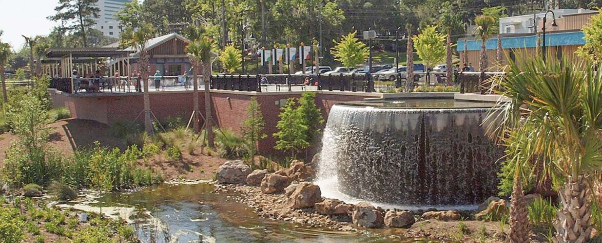 waterfall and infrastructure at Cascades Park
