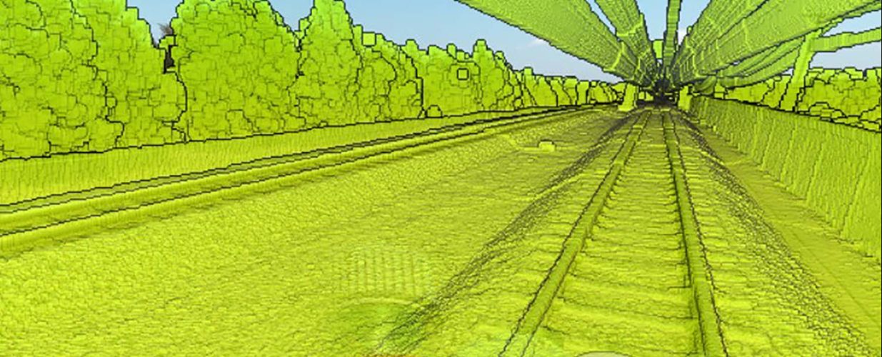 DART geospatial lidar rendering of train track