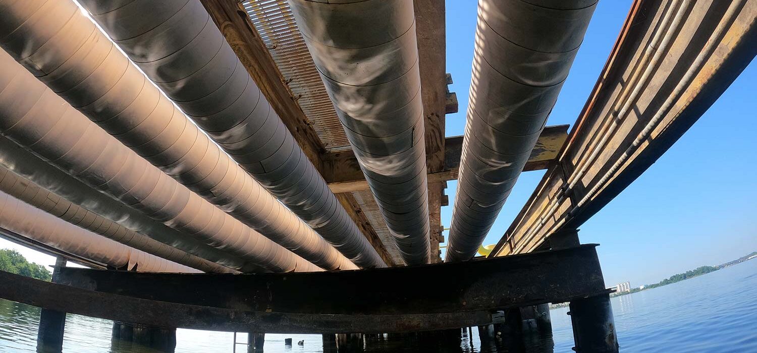 transfer station pipelines above water GoPro photo
