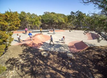 skate park with kids at Leander Lake Park