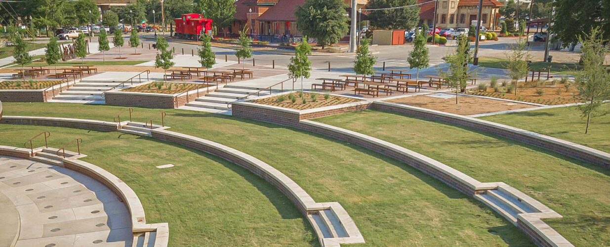 grass lawn amphitheater landscape and stairs