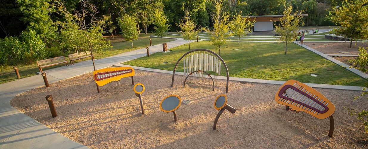 playground and outdoor feature at Railyard Park