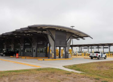 side view toll station booths McAllen Anzalduas
