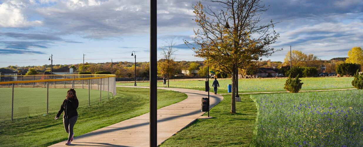 Killeen parks trail by grassy field