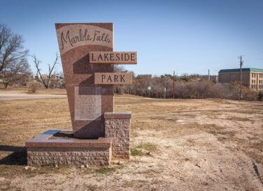 Marble Falls Lakeside Park sign