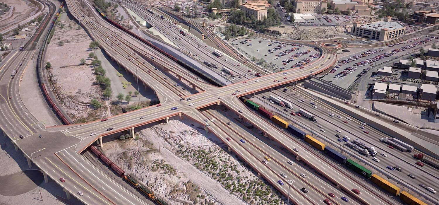 Border West Expressway aerial view of interchange