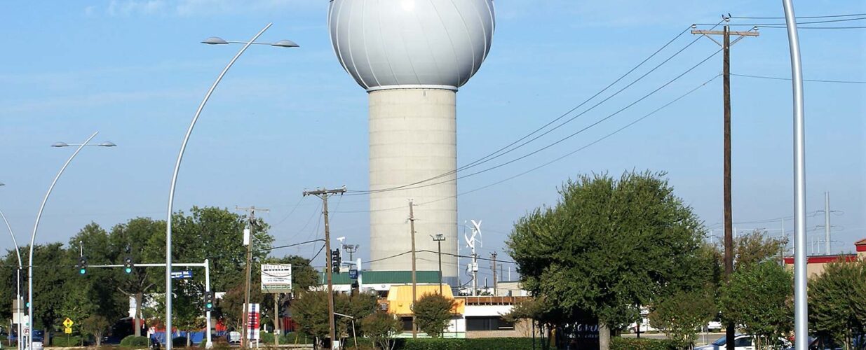 Electric power infrastructure and water tower