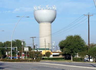 Electric power infrastructure and water tower
