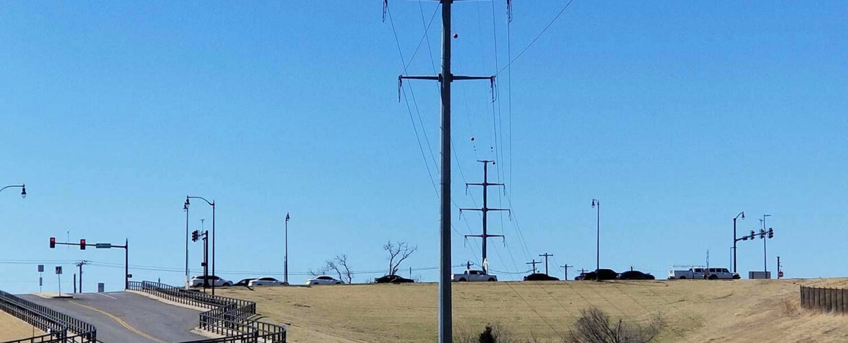 Powerlines on the side of road