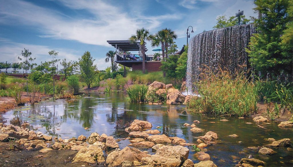 waterfall and infrastructure at Cascades Park