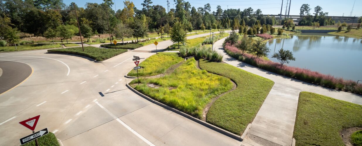 City Place aerial view of roundabout intersection