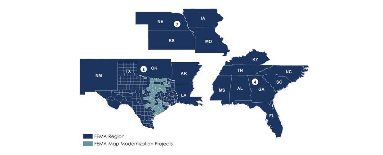 FEMA Flood Risk map of Regions 4, 6 and 7