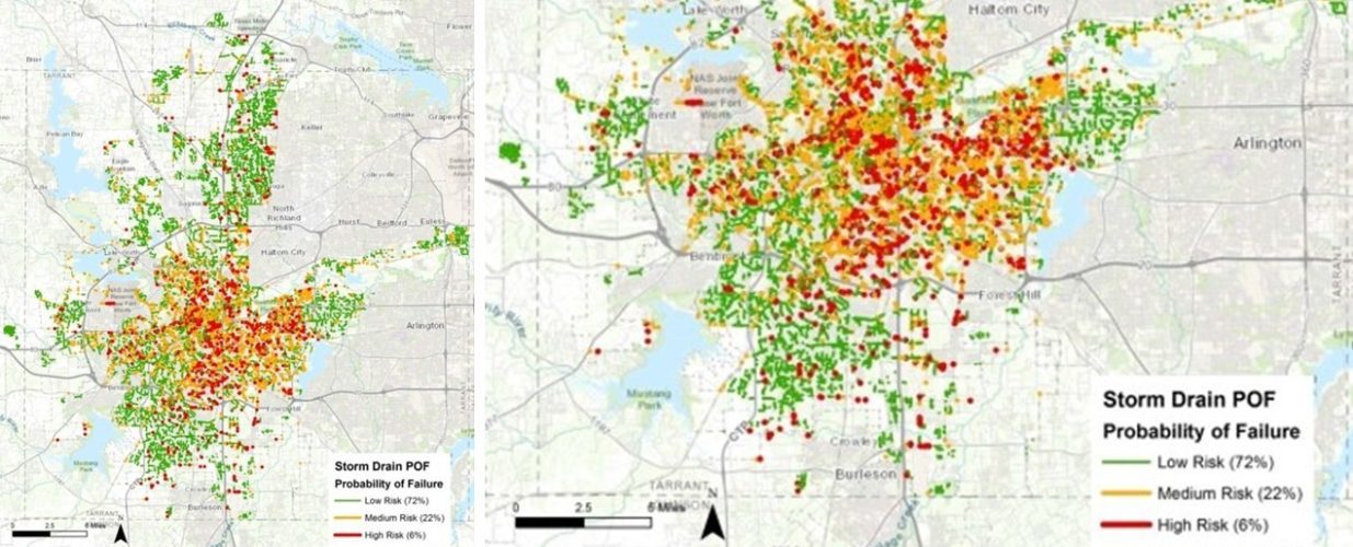storm drain probability of failure map of Fort Worth