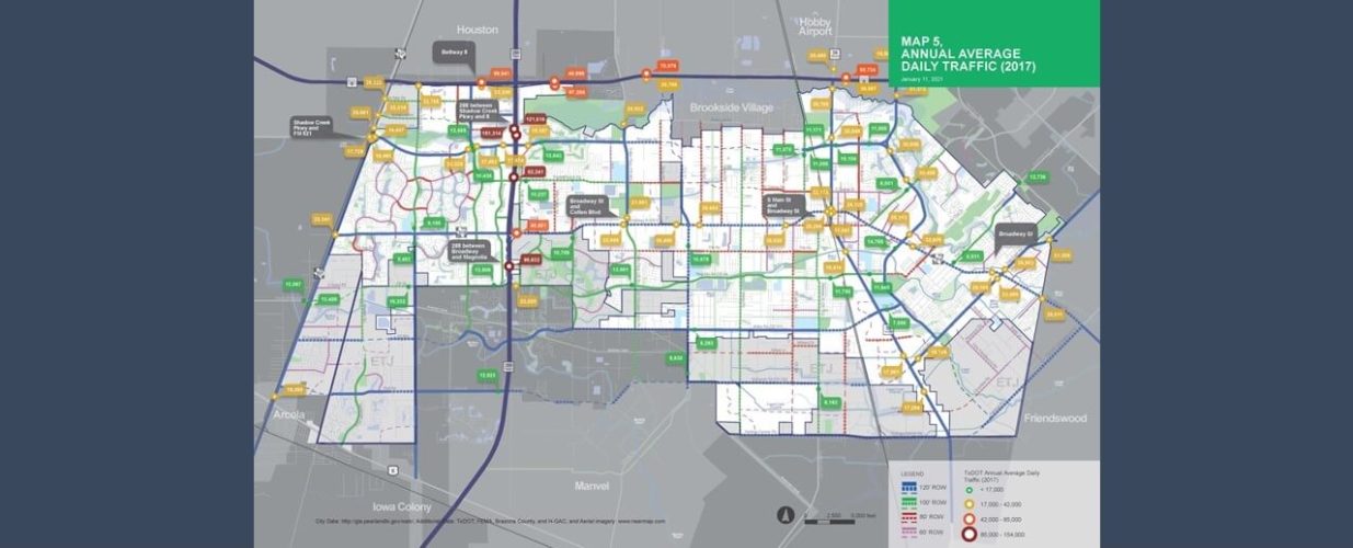 map 5 annual average daily traffic 2017 Pearland