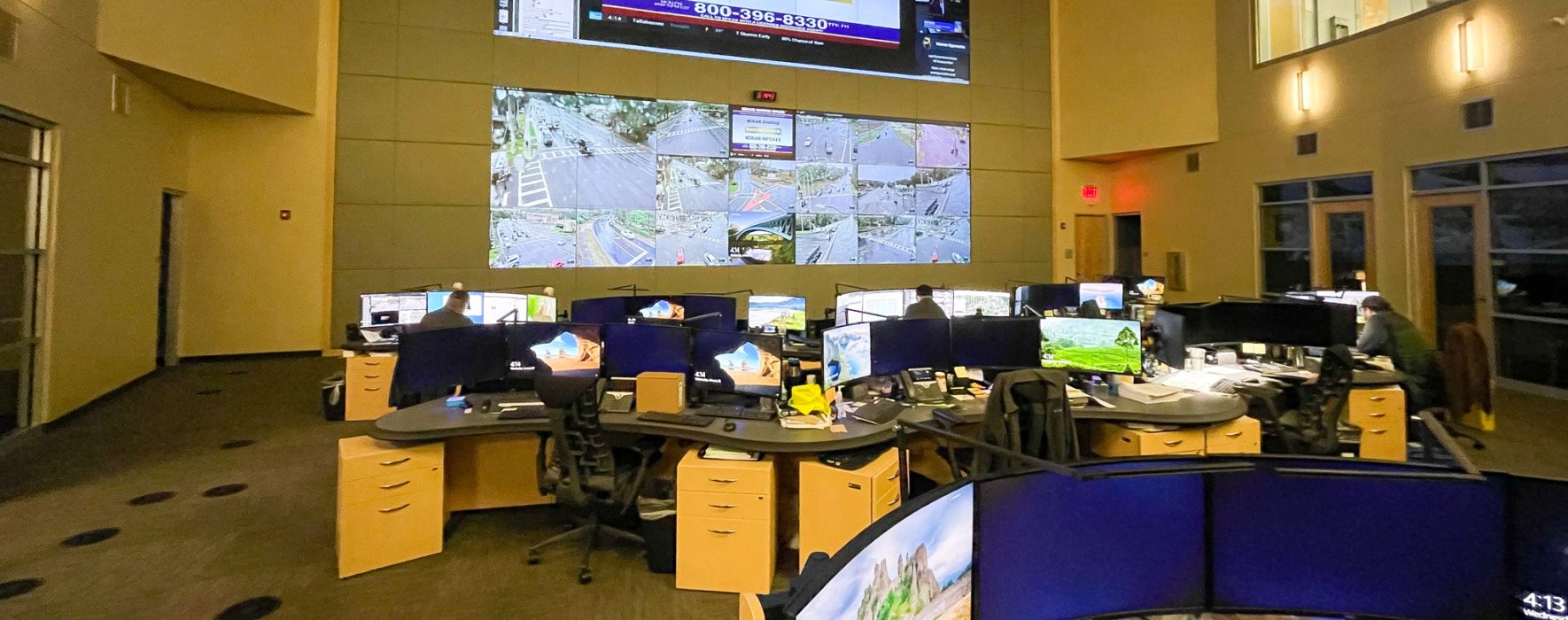 workroom with screens and computers for Tallahassee Advanced Transportation Management System
