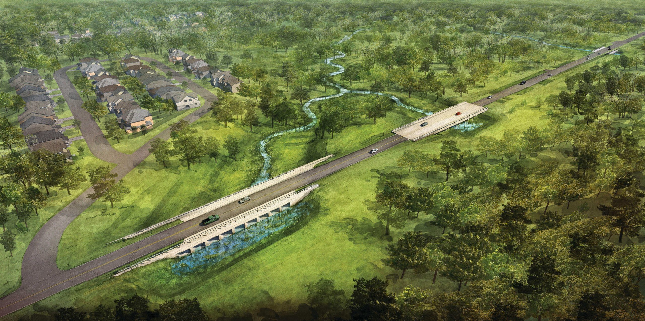 French Creek aerial rendering of Hausman Road