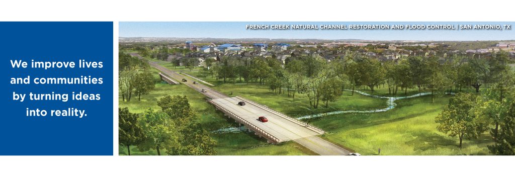 Aerial rendering bridge crossing French Creek Hausman Road