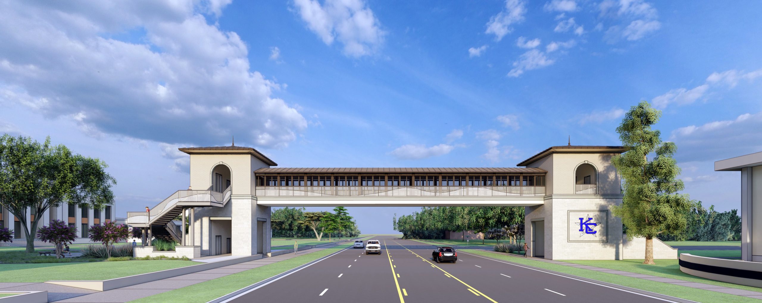 Rendering of Kilgore College's pedestrian bridge.