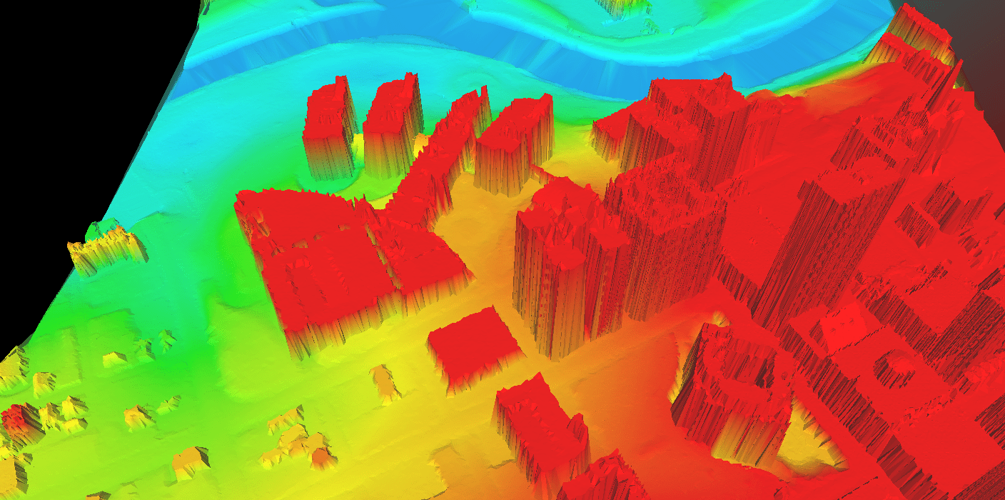 Geospatial Lidar scan of buildings and terrain