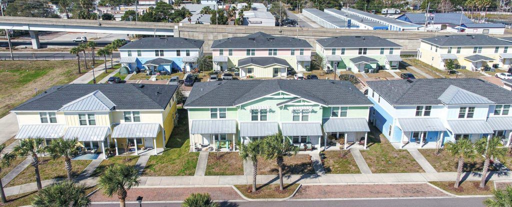 Lot of colorful coastal homes at Atlantic Beach