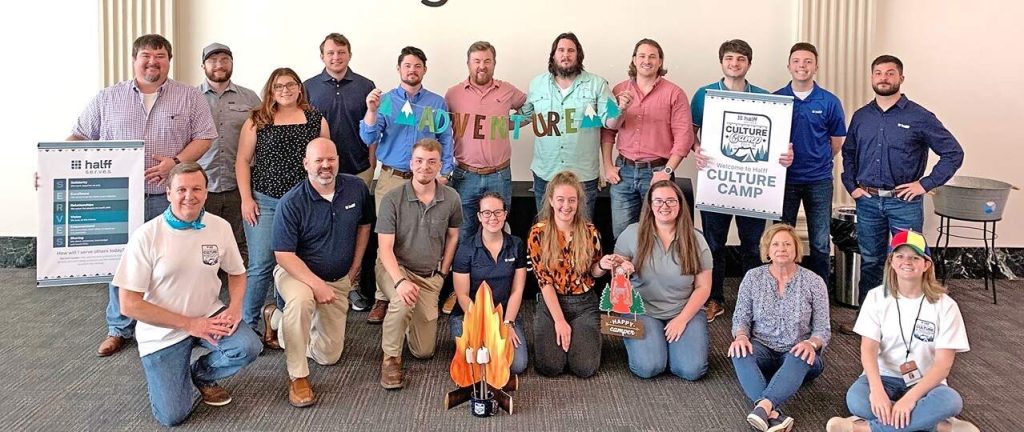 Group of Halff employees from the Shreveport, Louisiana, office posing for a group picture after Culture Camp 2023