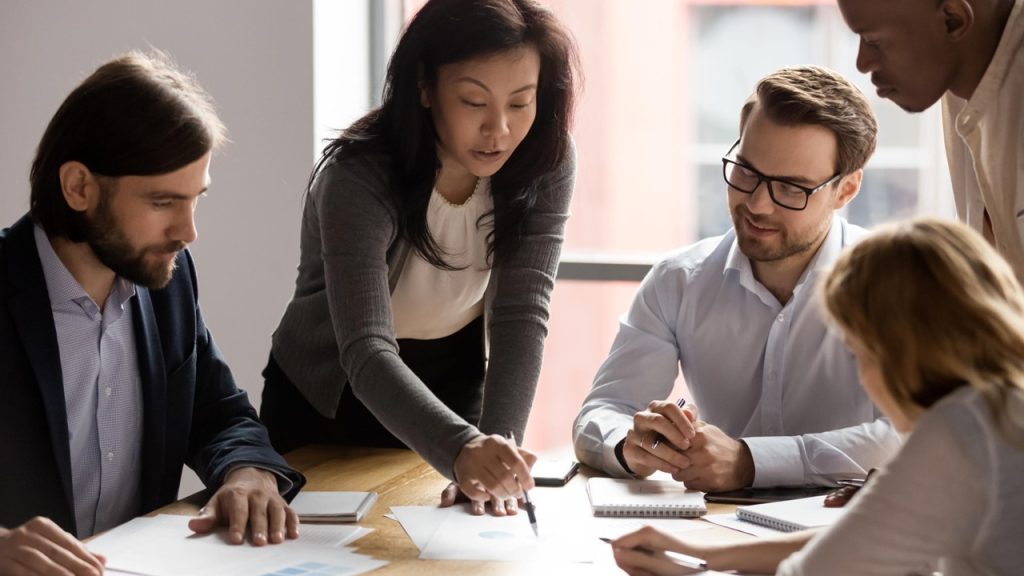 Five diverse business workgroup analyzing papers