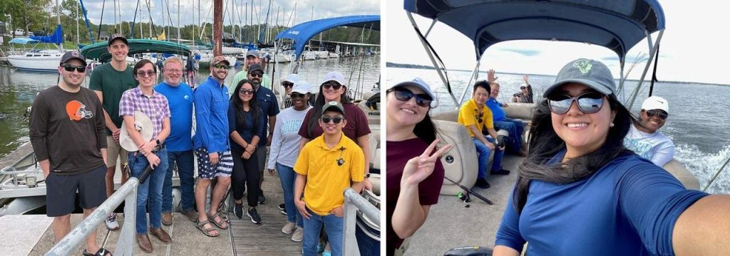 Halff Conroe team going fishing on a boat