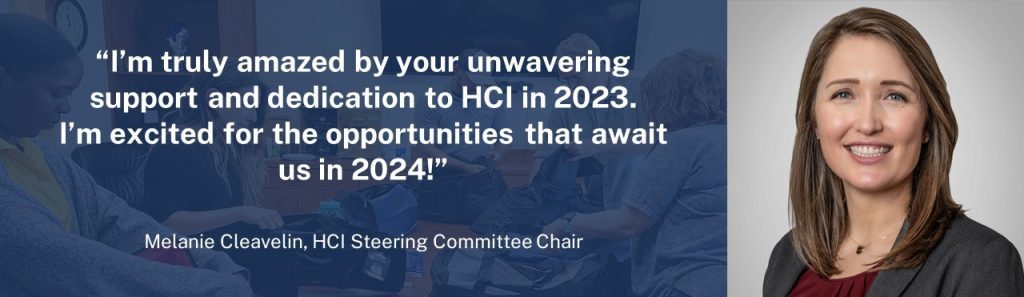 Melanie Cleavelin HCI Steering Committee Chair quote about 2023